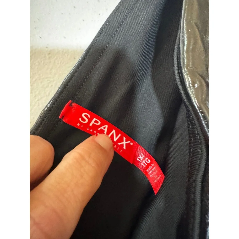 Spanx Faux Patent Leather Leggings Classic Black 20301R High Shine Size 1X NWT